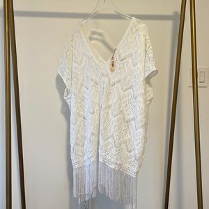 NWT VICTORIAS SECRET BATHING SUIT SWIM COVER UP WITH LACE AND FRINGE SIZE XS/S
